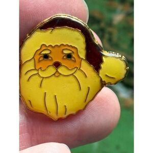 VINTAGE SANTA CLAUS PIN HOLIDAY CHRISTMAS COLLECTIBLE ENAMEL GOLD